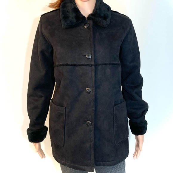 LG•BC CLOTHING ORIGINAL•SEXY•COZY BLACK COAT• - Picture 4 of 11